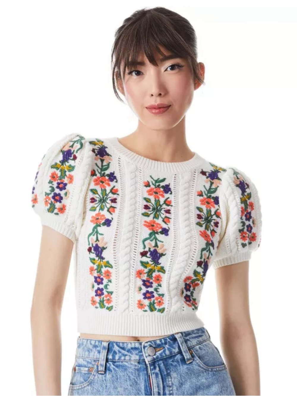 Alice + Olivia Daren Puff Sleeve Sweater - Size XL